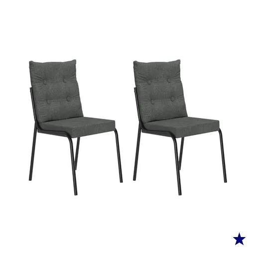 Conjunto 2 Cadeiras de Jantar Bali Carraro Preta
