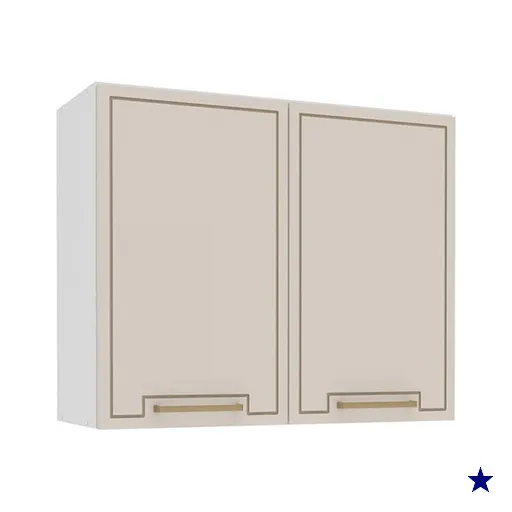 Armário Aéreo Cozinha 80 Cm Amara 2 Portas Branco/Creme - Politorno