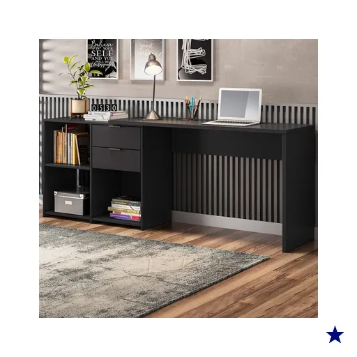 Mesa para Escritório 2 Gavetas Golfo Preto - Pnr Móveis