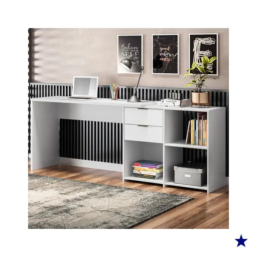 Mesa para Escritório 2 Gavetas Golfo Branco - Pnr Móveis