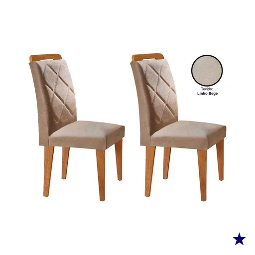 Cadeira Sala de Jantar Melissa Kit 2 Un Imbuia/Bege Turim - Rufato