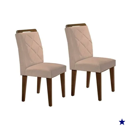 Cadeira Sala de Jantar Melissa Madeira Kit 2 Un Capuccino/Veludo Pérola -…
