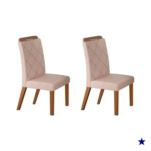Cadeira Sala de Jantar Melissa Madeira Kit 2 Un Capuccino/Veludo Creme - Rufato