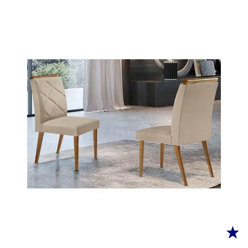 Cadeira Sala de Jantar Melissa Kit 2 Un Imbuia/Linho Bouclê Creme - Rufato
