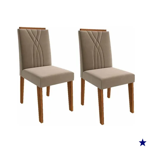 Kit 2 Cadeiras Sala Jantar Nicole  2 Un Savana/Suede Joli - Cimol