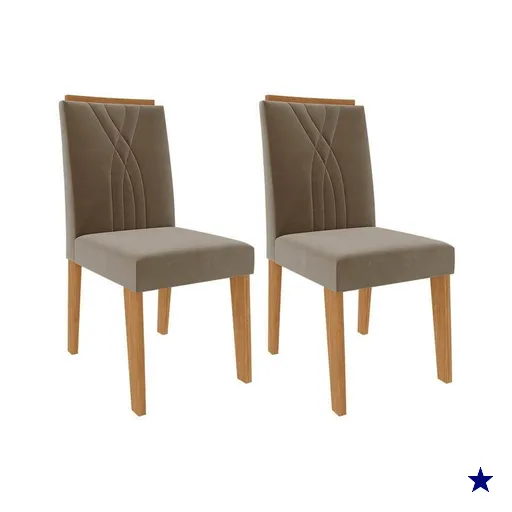 Kit 2 Cadeiras Sala Jantar Nicole  2 Un Nature/Suede Joli - Cimol