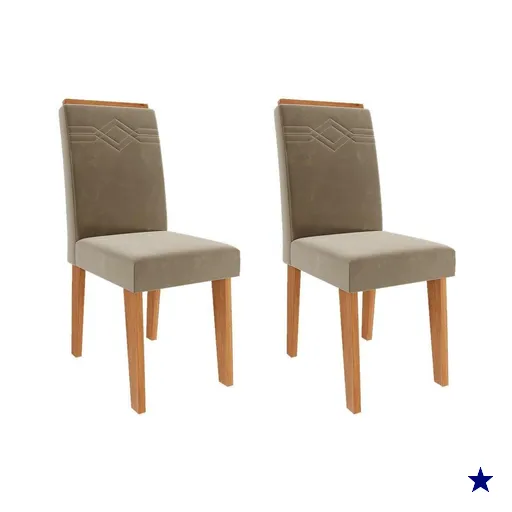 Cadeira Sala de Jantar Taís Kit 2 Un Cinamomo/Suede Joli Chocolate - Cimol