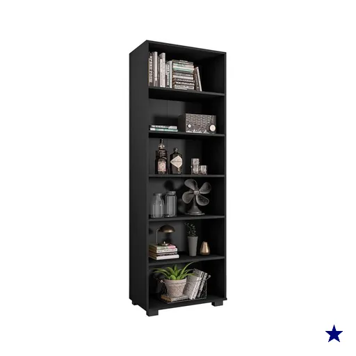 Estante Escritório 31x60x171cm ME4104 Livreiro Tecnomobili Preta 5 Prateleiras…