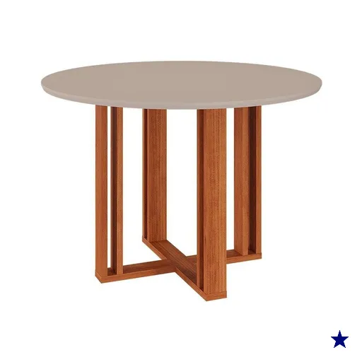 Mesa para Cozinha Flora c/Tampo Madeirado 109X109cm Cinamomo/Off White - Cimol