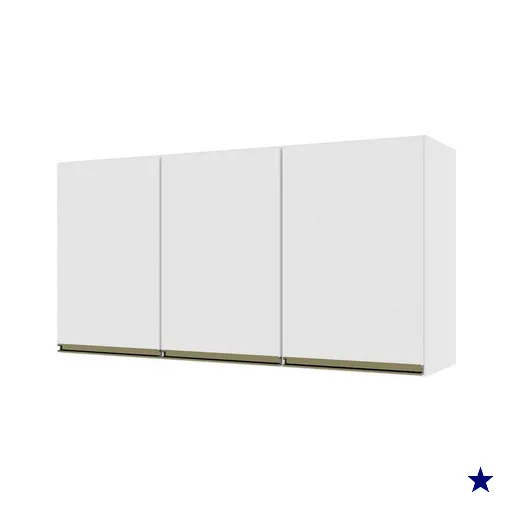 Armário Aéreo Cozinha 120 Cm 3 Portas 6123.23 Branco - Indékes