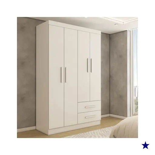 Guarda-Roupa Solteiro Zeus 4 Portas 2 Gavetas Flex Branco  - Panorama Móveis