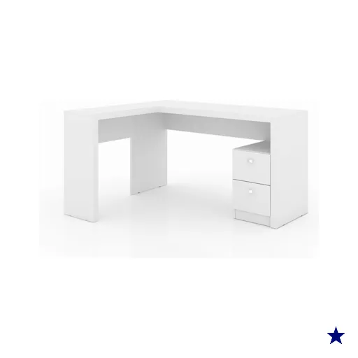 Mesa Canto p/Escritório ME4129 c/ 2 Gavetas Branco - Tecno Mobili
