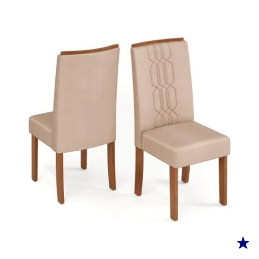 Kit 2 Cadeiras de Cozinha Zoe 2 Un Freijo/Suede Creme - DJ Móveis