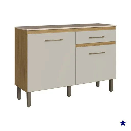 Balcão de Cozinha 120 Cm 2 Portas 1 Gaveta Co4221 Ipê/Cristalo/Petra - Decibal