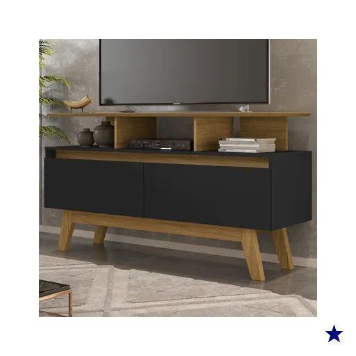 Rack Para Tv Até 50 Polegadas Rubi 2 Portas Cinamomo/preto Fosco - Bechara…