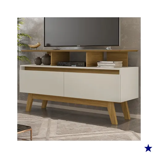 Rack Para Tv Até 50 Polegadas Rubi 2 Portas Cinamomo/off-white - Bechara…