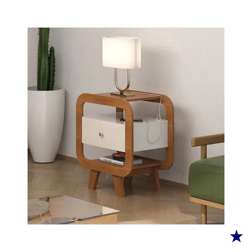 Mesa de Canto Theo 1 Gaveta com Usb Cinamomo/Off White - Artely