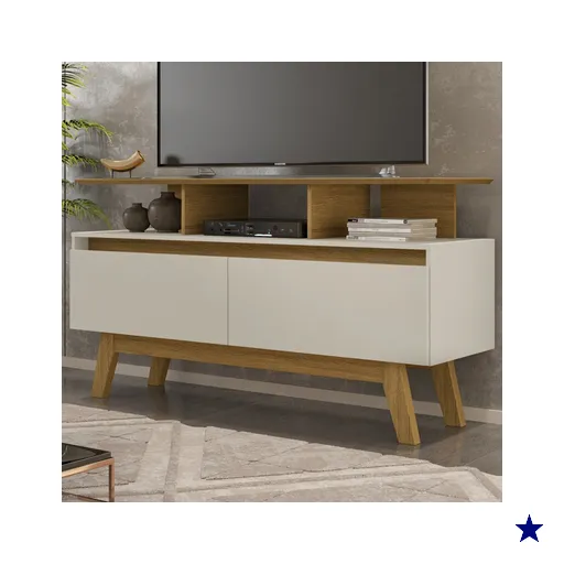 Rack para TV Até 50 Polegadas Mansell 2 Portas Cinamomo/Off-White - Pnr Móveis