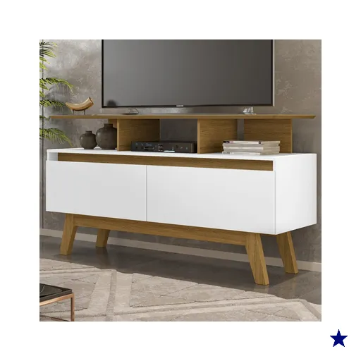 Rack para TV Até 50 Polegadas Mansell 2 Portas Cinamomo/Branco - Pnr Móveis
