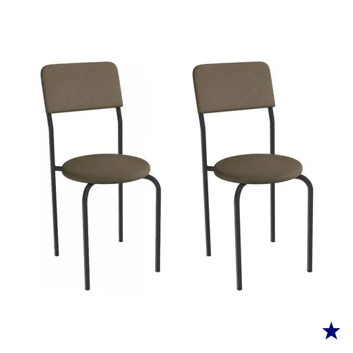 Cadeira Sala de Jantar Mali 2C136PRF Aço Kit 2 Un Preto/Suede Cappuccino -…