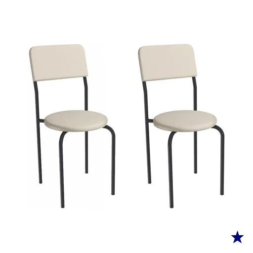 Cadeira Sala de Jantar Mali 2C136PRF Aço Kit 2 Un Preto/ano Bege - Kappesberg