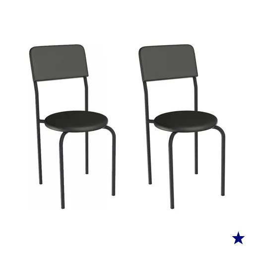 Cadeira Sala de Jantar Mali 2C136PRF Aço Kit 2 Un Preto/ano Preto - Kappesberg