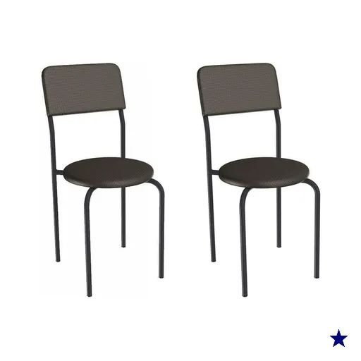 Cadeira Sala de Jantar Mali 2C136PRF Aço Kit 2 Un Preto/ano Marrom - Kappesberg