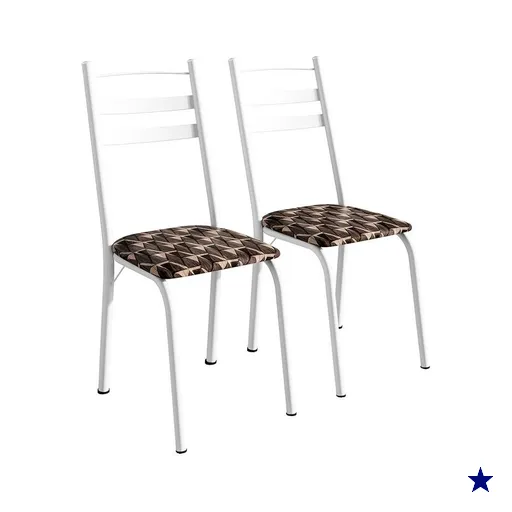 Conjunto com 2 Cadeiras Peters Revestimento Sintético Palha e Branco