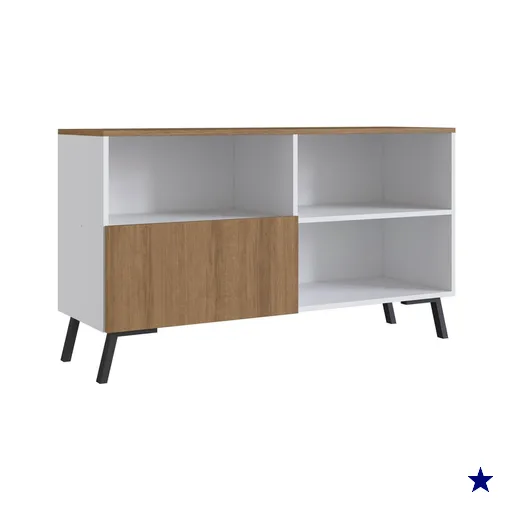 Rack Para Sala Tv até 50' com Porta 118x38x67cm Branco e Mel Prodecor Aparador…