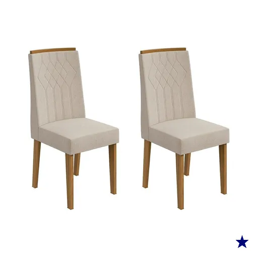 Kit 2 Cadeiras Sala Jantar Exclusive 2 Un Rovere/Amêndoa/Linho Rinzai Bege -…