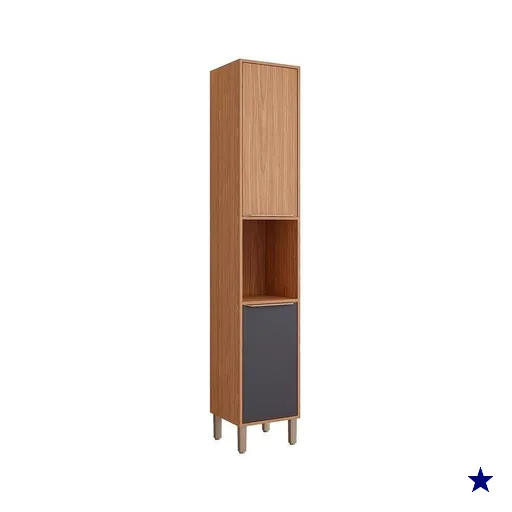 Paneleiro de Cozinha Divina c/ Nicho e 2 Portas 37 cm Freijo/Titanium - MGM