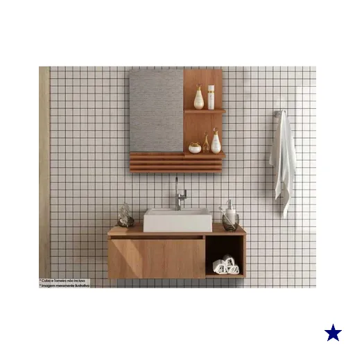 Conjunto de Banheiro Armário c/ Espelho BN3614 60cm e Balcão Suspenso BN3601…