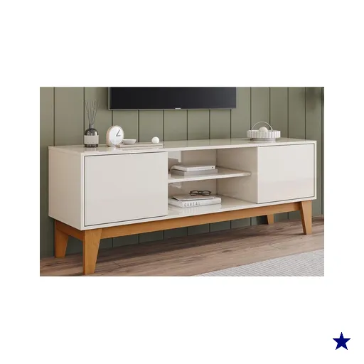 Rack Bancada p/ TV Alure 2 Pts 140cm Off White/Cinamomo Henn