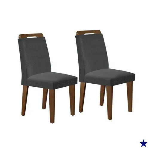 Cadeira Sala de Jantar Athenas Madeira Kit 2 Un Capuccino/Veludo Grafite -…