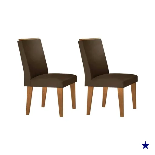 Cadeira Sala de Jantar Lunara Kit 2 Unidades Madeira Capuccino/Suede Marrom -…