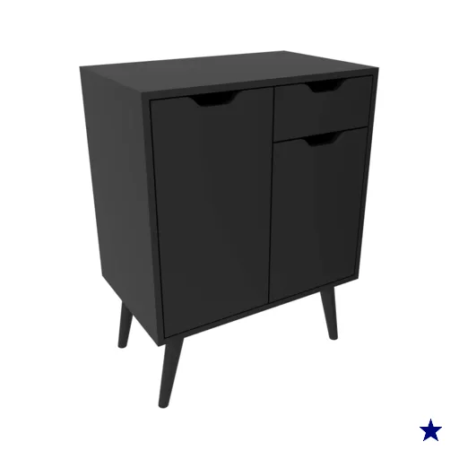Gabinete para Banheiro com 2 Portas e 1 Gaveta BN3637 Preto Tecnomobili SEM CUBA