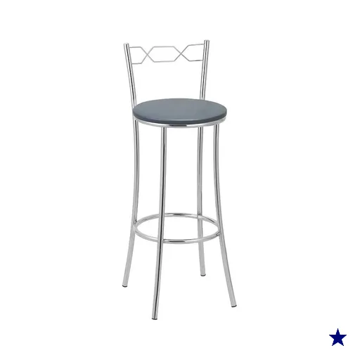 Kit 2 Banquetas Cromadas BC51A de Metal e Assento Espuma D15 Treparoni - Cinza