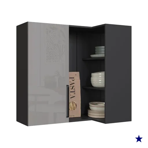 Armário Aéreo Cozinha 96 Cm Diamante 1 Porta Cinza/Titanio - Indékes
