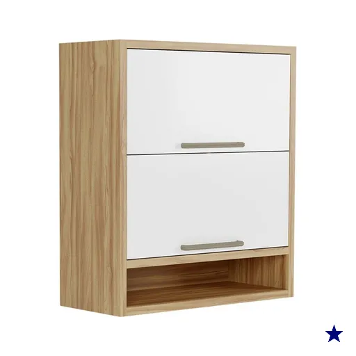 Armário Aéreo Cozinha 80 Cm Syrah 2 Portas 100% Mdf Amêndoa/Branco - Rio Doce