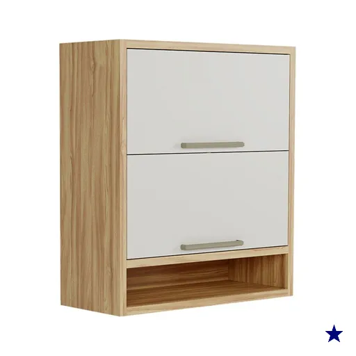 Armário Aéreo Cozinha 80 Cm Syrah 2 Portas 100% Mdf Amêndoa/Off White - Rio…