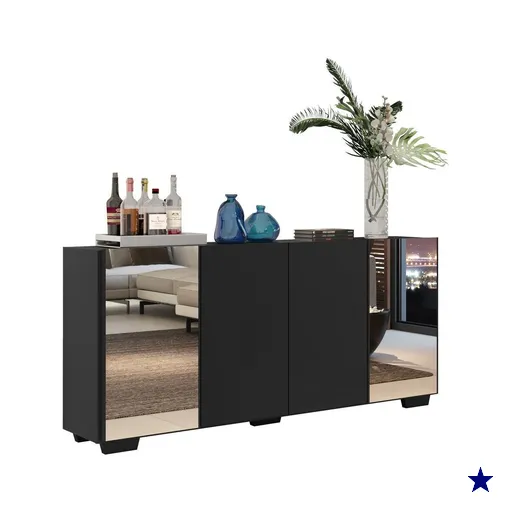 Aparador Buffet com Espelho Multimóveis  Vegas FG3563 Preto