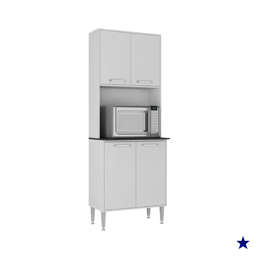 Paneleiro 63cm 4 Portas para Micro-ondas Siena Multimóveis MP2182 Branco