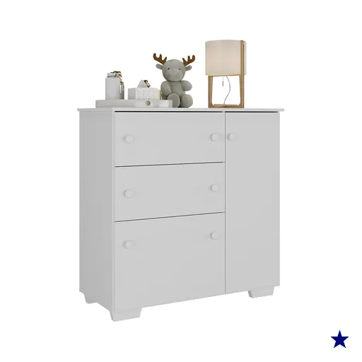 Cômoda Infantil com 1 Porta e 3 Gavetas Flex Algodão Doce Multimóveis MP4246…