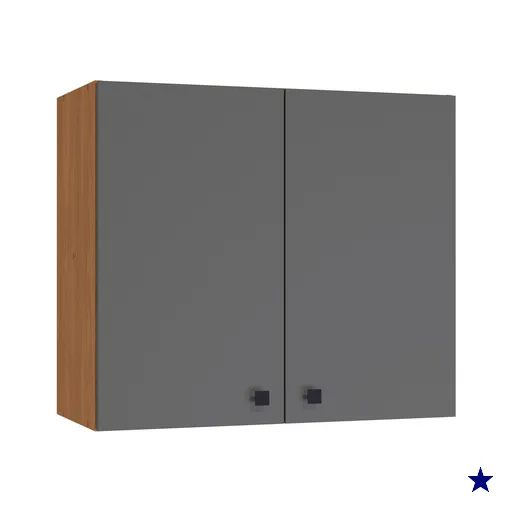 Armário Aéreo Kappesberg Pixel 2 Portas Canela/Cinza Sagrado 80cm