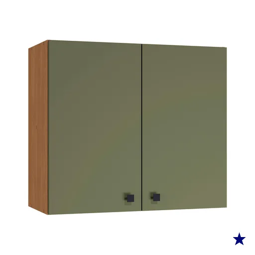 Armário Aéreo Kappesberg Pixel 2 Portas Canela/Verde Frevo 80cm