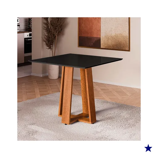 Mesa de Jantar Quadrada 4 Lugares Multimóveis CR50238 Cinamomo/Preto