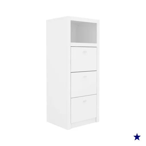 Arquivo de Escritório ME4118 c/ 3 Gavetas e 1 Nicho Branco - Tecno Mobili