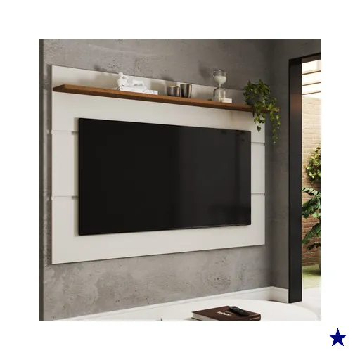 Painel para TV Até 70 Polegadas Bristol 1 Prateleira Off White/Freijo