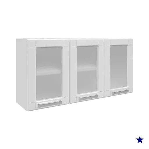 Armário Aéreo Cozinha Modulado  Múltipla 6010 3 Portas c/Vidro Branco -…