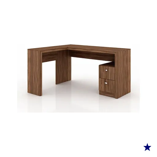 Mesa Canto p/Escritório ME4129 c/ 2 Gavetas Nogal - Tecno Mobili